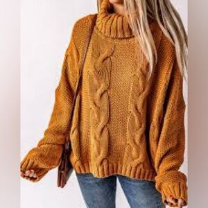Cozy Cable Knit Sweater - Mustard 60% cotton 40% acrylic
